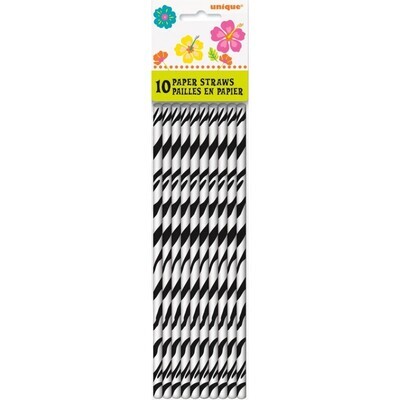 Zebra Paper Straws 10ct AMZ+