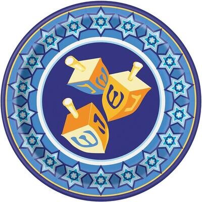 Happy Hanukkah 7&quot; Dessert Plates 8ct AMZ+
