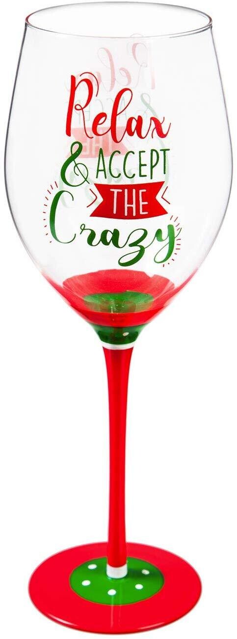 Relax &amp; Accept the Crazy Wine Glass with Box+