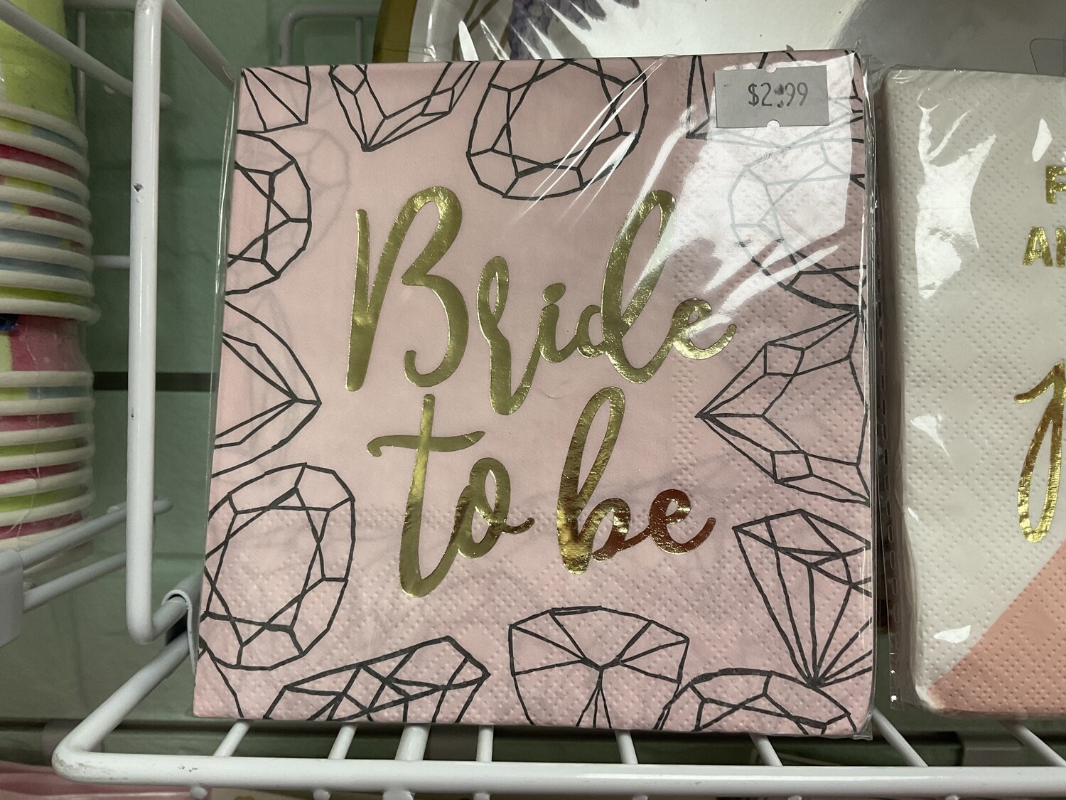 Pink Diamond Bride to Be Beverage Napkins+