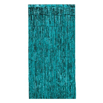 Metallic Turquoise Fringe Curtain 36&quot; wide x 8ft Tall+