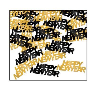 Happy New Year Confetti - Gold &amp; Black AMZ+