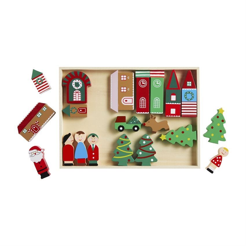 Christmas Village Wood Toy Set AMZ+