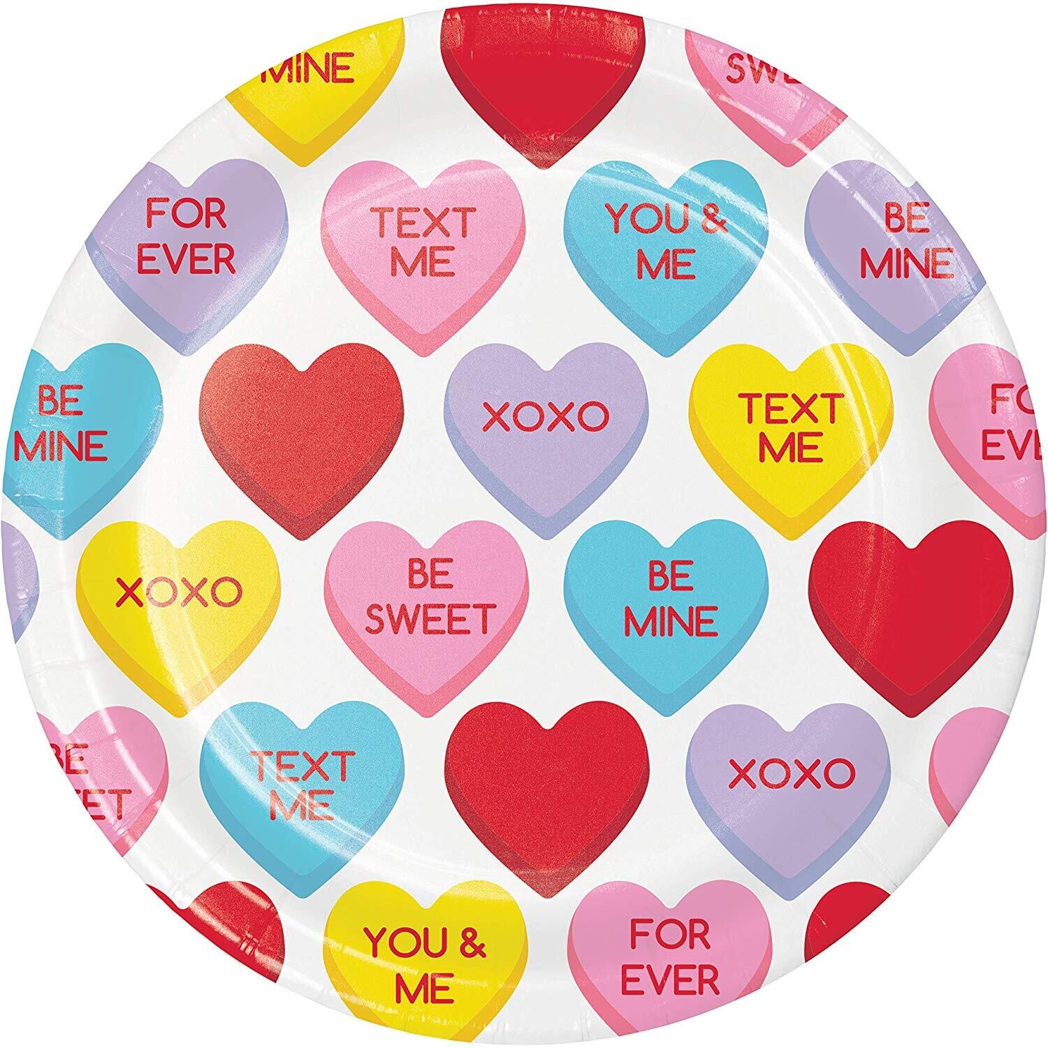 Candy Hearts 7" Dessert Plates 8ct+