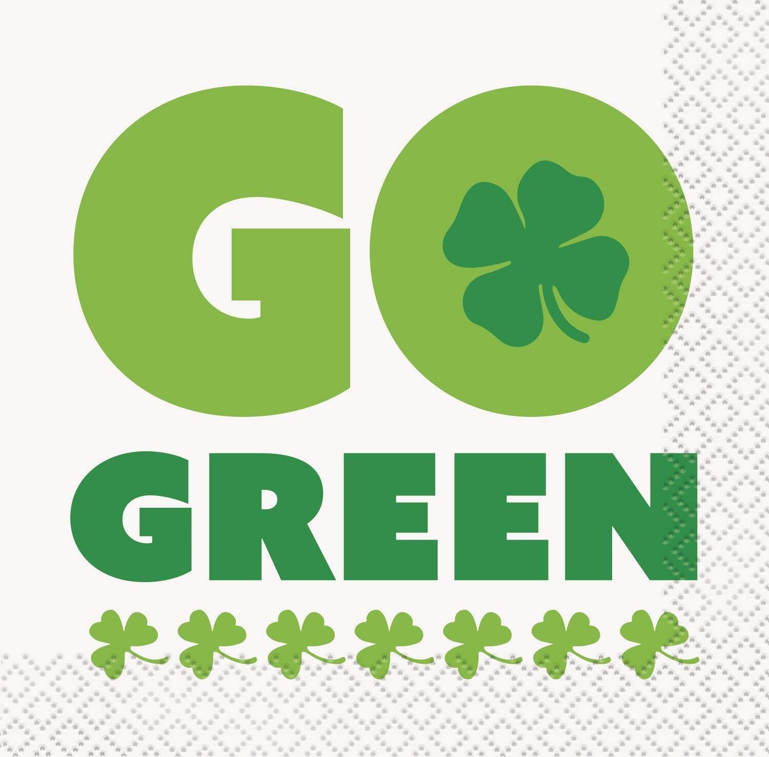 16ct Go Green St. Patrick&#39;s Day Beverage Napkins AMZ+