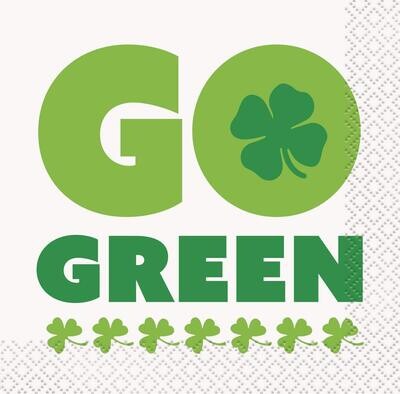16ct Go Green St. Patrick's Day Beverage Napkins+