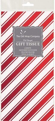 Red Candy Cane Foil Tissue 6 sheets+