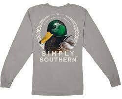 Simply Southern Men&#39;s Long Sleeve Duck Grey Adult XL+
