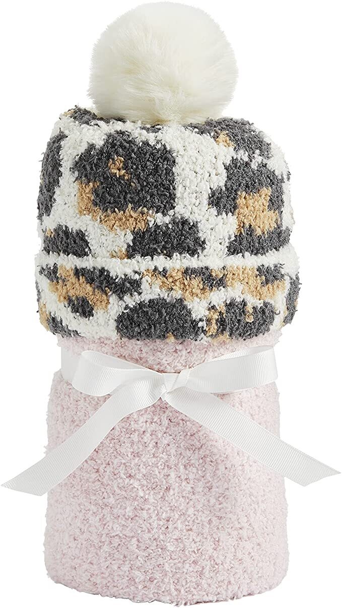 Baby Girls&#39; Leopard Hat and Blanket Set, Pink, 0-6 Months+