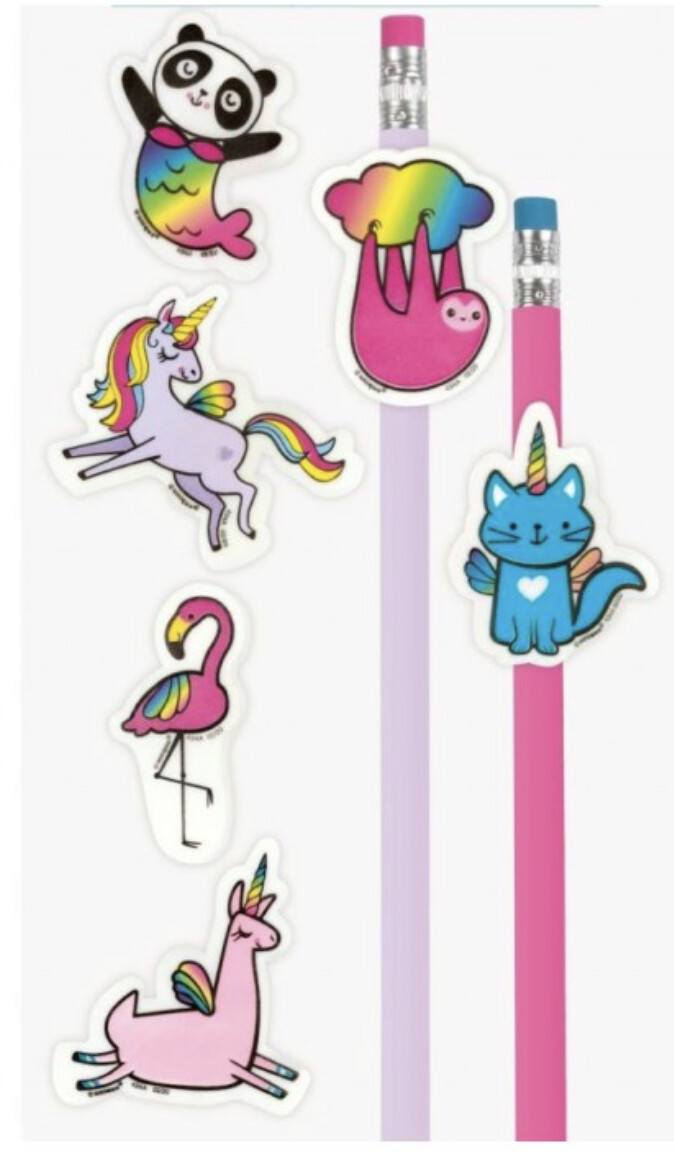 Unicorn Animal Pencil Topper Favors 6ct++