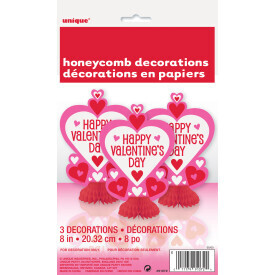 Valentine 8&quot; Honeycomb Decorations 3ct+