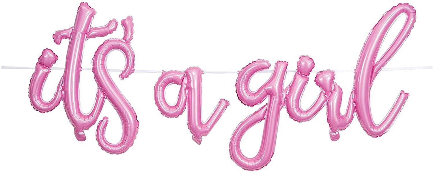 It&#39;s a Girl Air Filled Balloon Banner AMZ+