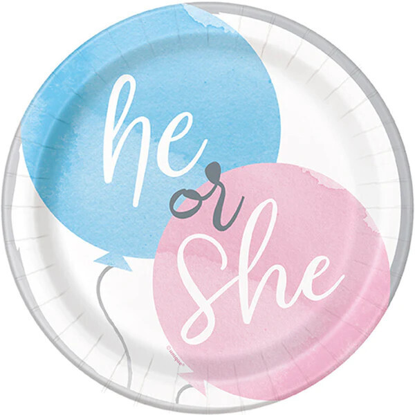 Gender Reveal Party 7&quot; Dessert Plates 8ct+