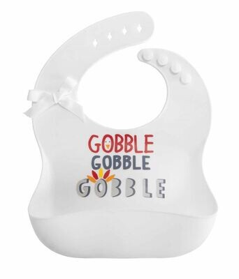 Thanksgiving Gobble Gobble Gobble Silicone Bib+