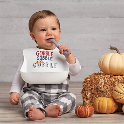 Thanksgiving Gobble Gobble Gobble Silicone Bib+