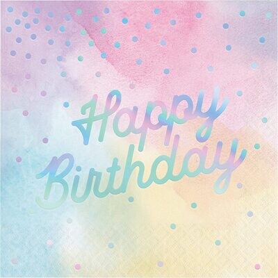 Iridescent Happy Birthday Lunch Napkins+