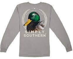 Simply Southern Men's Long Sleeve Duck Grey Adult Small+