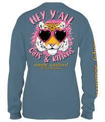 Simply Southern Long Sleeve Kitten Stone Adult XXL+