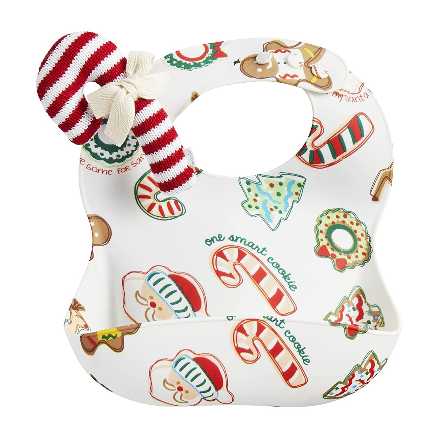 Christmas Cookies Silicone Bib with Rattle+