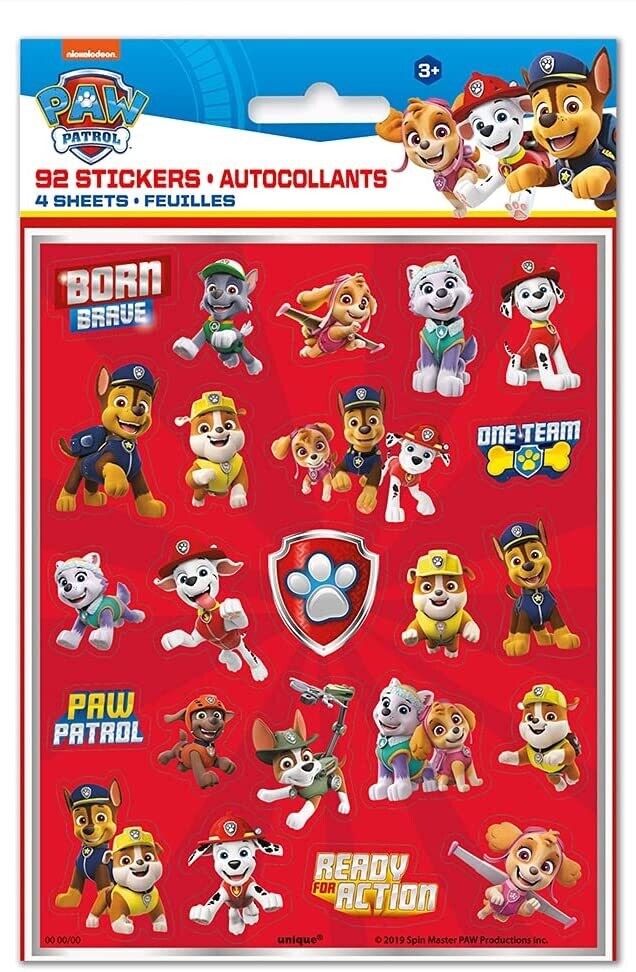 Paw Patrol Stickers 4 sheets AMZ+
