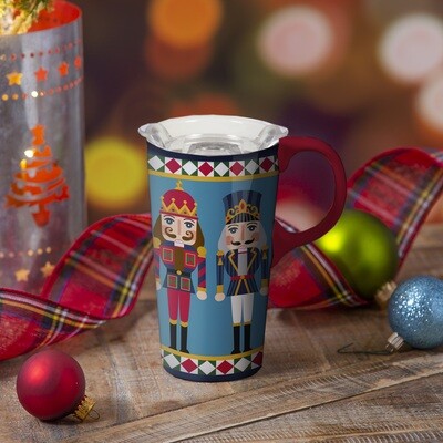 17oz Ceramic Nutcracker Travel Mug+