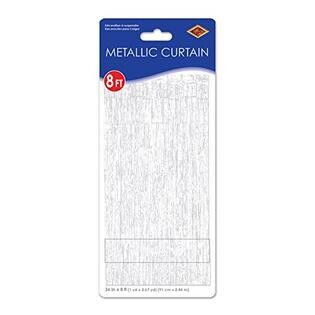 Metallic White Fringe Curtain 36" wide x 8ft Tall+