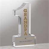 #1 Grandpa Engraved Glass Keepsake+