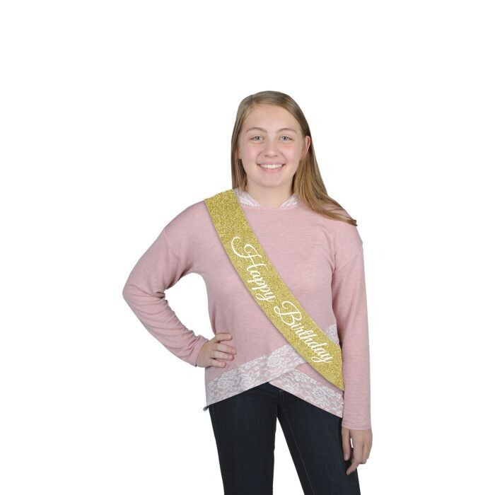 Happy Birthday Glitter Sash AMZ+