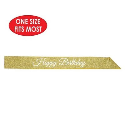 Happy Birthday Glitter Sash AMZ+