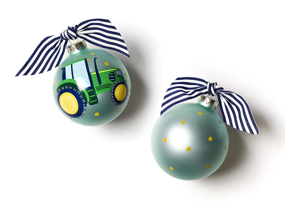 On the Farm Tractor Glass Ornament AMZ+