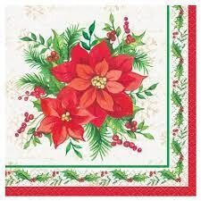 Festive Poinsettia Christmas Napkins 16ct+