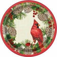 Red Cardinal Christmas Plates 7” 8ct+