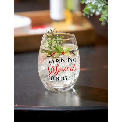 Christmas Joy Stemless Wine Glass w/ box AMZ+