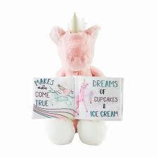 Pink Unicorn Baby Book Plush+