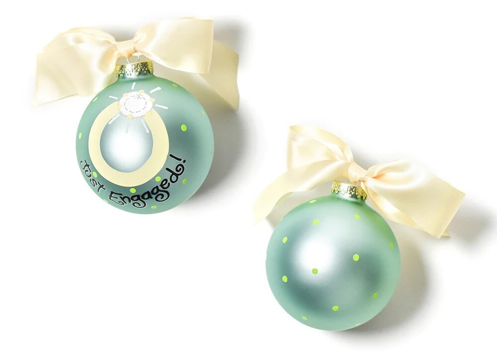 Just Engaged Glass Ornament+