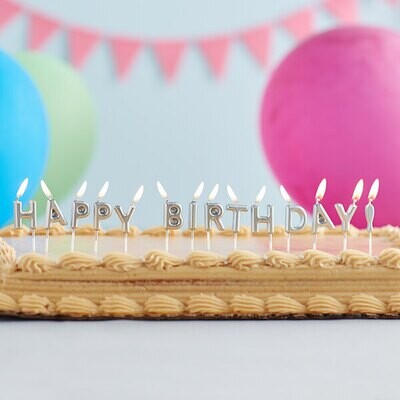 Silver Happy Birthday Pick Candles+