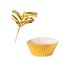 Metallic Gold Cupcake Liners And Picks 24ct Each  AMZ+