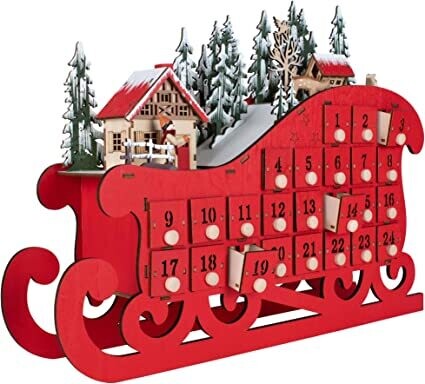 Lit Advent Calendar Sleigh AMZ+