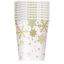 Silver And Gold Snow Flake 8ct Cups+
