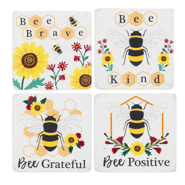 Bee Brave Bee Stone Coaster Set of 4+