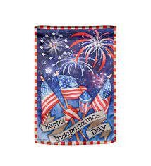 Independence Day Fireworks Garden Lustre Flag+