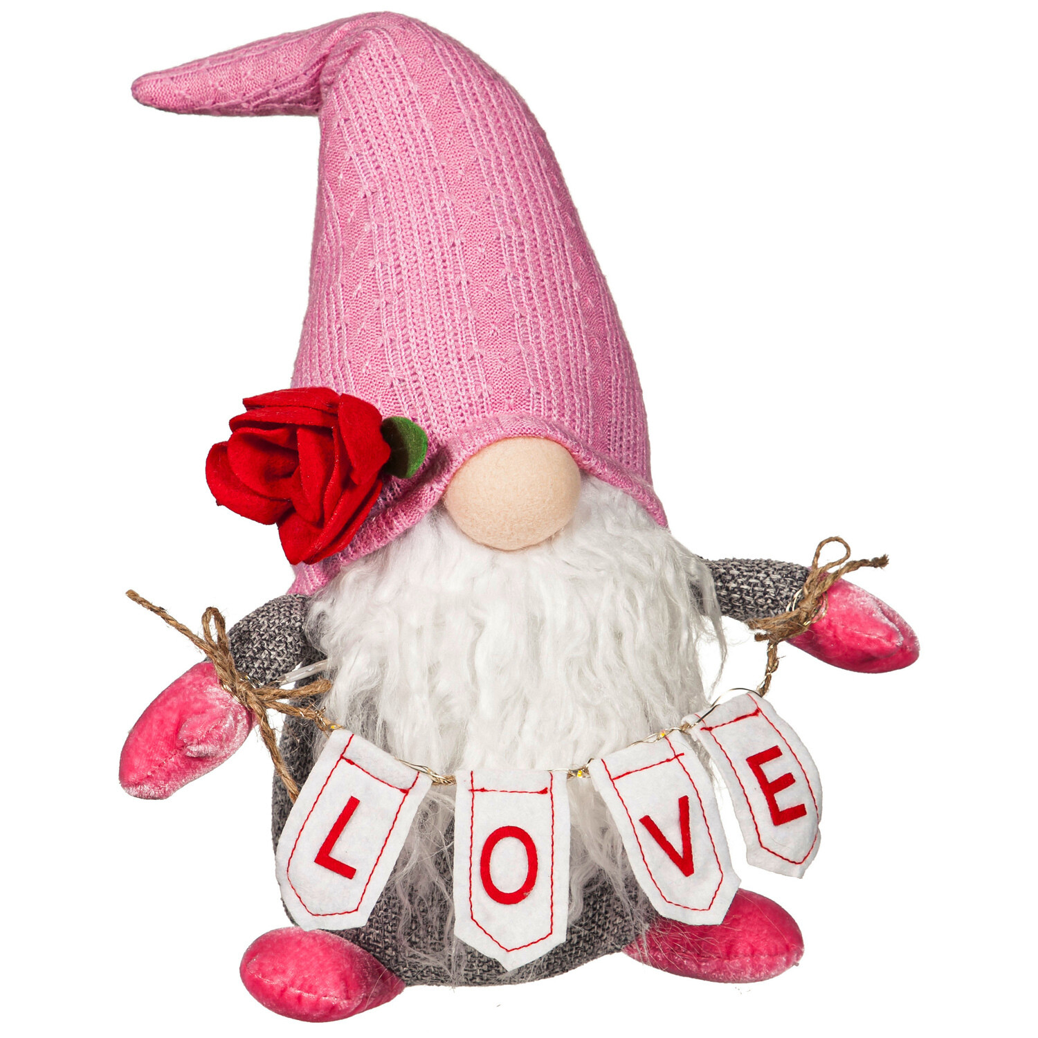 LED Fabric Valentines Day Gnome+