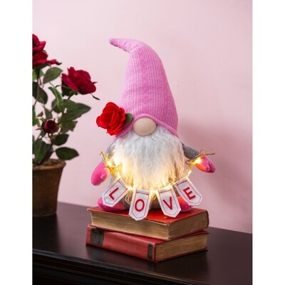 LED Fabric Valentines Day Gnome+