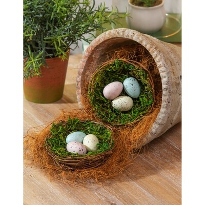Artificial Easter Eggs in Nest Table decor- set of 4+