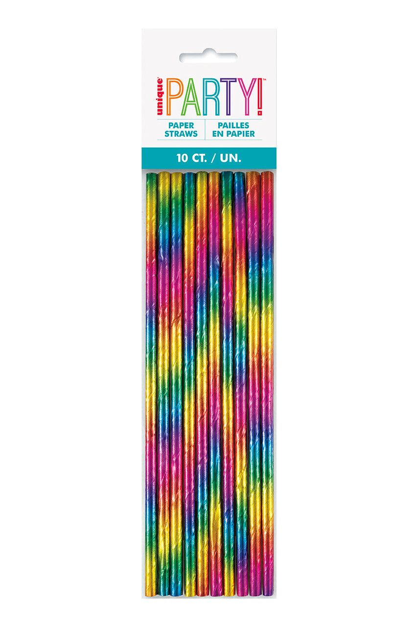 Foil Rainbow Paper Straws 10ct+