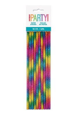 Foil Rainbow Paper Straws 10ct+