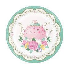 8ct 7” Floral Tea Party Teacup Plates AMZ+