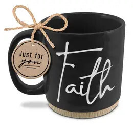 Coffee Cup Powerful Words Faith Black+