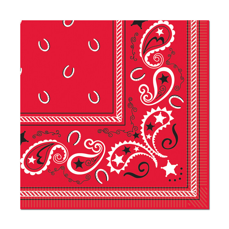 Western Red Bandana Lunch Napkins 16ct AMZ+