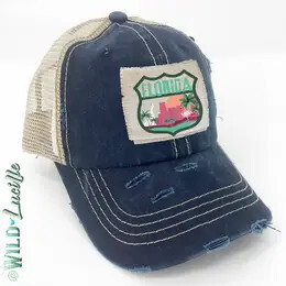 Florida Patch Print Trucker Hat | Navy/Khaki+